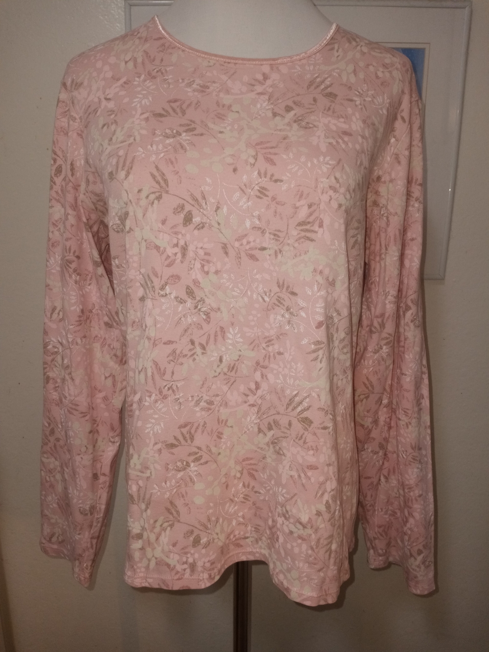 J. Jill Pink Floral Long-Sleeve Jersey Top